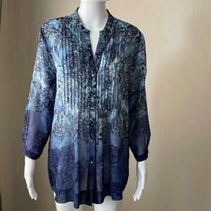 Charter Club Blue Patterned Blouse